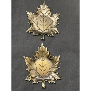Metal Leaf Trinket Dish Pair